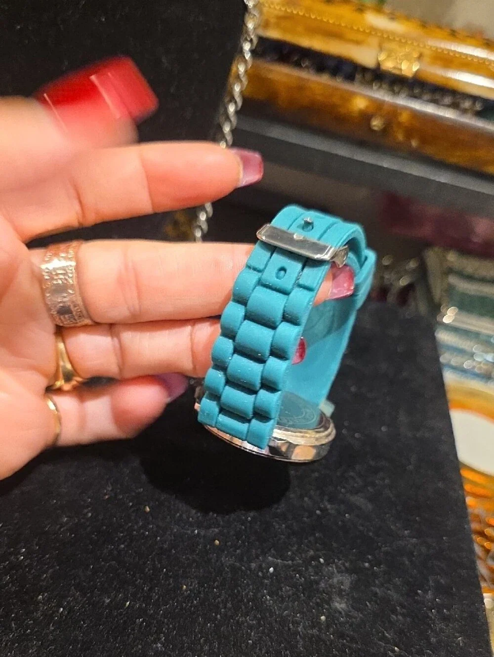 Strada Teal Dial and Teal Silicone Band Watch